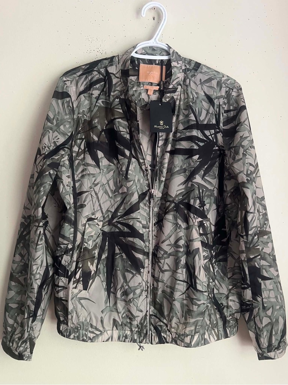 Massimo Dutti Olive and Black Botanical Print Wind Jacket